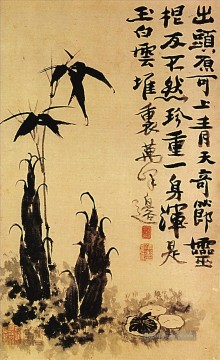 alt - Shitao Bambus schießt 1707 alte China Tinte